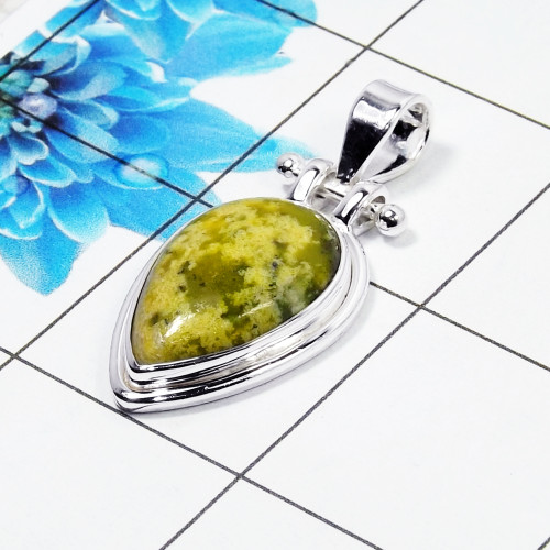 Natural Connemara Marble Cab Pendant P - CMP999 Pan Shape Soild 925 Sterling Silver Plain Pendant Natural Connemara Marble Cab Pendant P - CMP999 Pan Shape Soild 925 Sterling Silver Plain Pendant