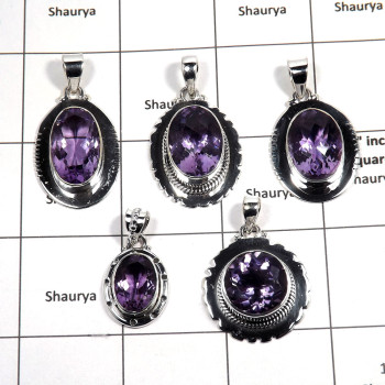 5 pcs Amethyst Pendant - D CPJ994 - Awesome Natural Purple Amethyst Cut Gemstone 925 Sterling Silver Pendant 5 pcs Amethyst Pendant - D CPJ994 - Awesome Natural Purple Amethyst Cut Gemstone 925 Sterling Silver Pendant