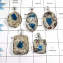5 pcs Cavansite Druzy Pendant - B CPJ997 - Indian Company Made Solid 925 Sterling Silver Handmade Pendant