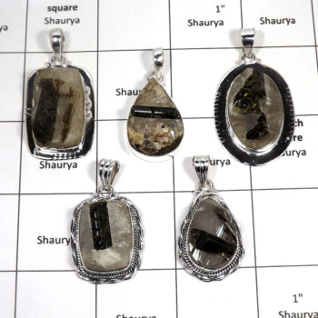 5 pcs Tourmaline Specimen Pendants - G CPJ998 - Natural Black Tourmaline Specimen 925 Sterling Silver Plain Setting Huge Pendant 5 pcs Tourmaline Specimen Pendants - G CPJ998 - Natural Black Tourmaline Specimen 925 Sterling Silver Plain Setting Huge Pendant