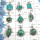 9 pcs Tibet Turquoise Pendants - O CPJ999 - Indian Factory Made Tibet Turquoise Stone 925 Sterling Silver Designer Pendant