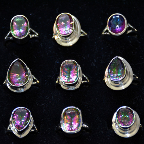 9 pcs Mystic Quartz Rings - CRJ003- Big Rings Sterling Silver 925 handmade Rings from Jaipur India 9 pcs Mystic Quartz Rings - CRJ003- Big Rings Sterling Silver 925 handmade Rings from Jaipur India