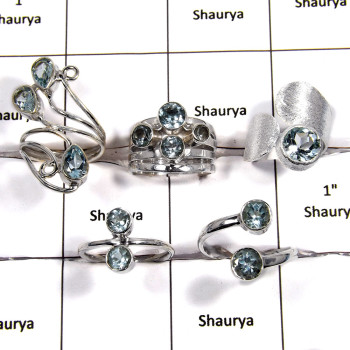 5 pcs Blue Topaz Rings - B CRJ005 - Solid 925 Sterling Silver Natural Blue Topaz Cut Gemstone Wholesale Lots Ring 5 pcs Blue Topaz Rings - B CRJ005 - Solid 925 Sterling Silver Natural Blue Topaz Cut Gemstone Wholesale Lots Ring