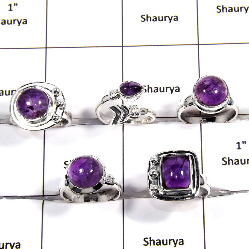 5 pcs Amethyst Rings - O CRJ005 - Latest Collection Natural Amethyst Cabochon Gemstone 925 Sterling Silver Handmade Ring 5 pcs Amethyst Rings - O CRJ005 - Latest Collection Natural Amethyst Cabochon Gemstone 925 Sterling Silver Handmade Ring