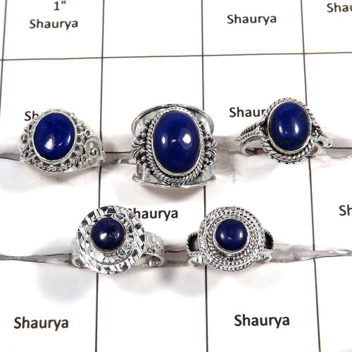 5 pcs Lapis Rings - D CRJ006 - Newly Arrival Natural Blue Lapis Gemstone 925 Sterling Silver Designer Ring 5 pcs Lapis Rings - D CRJ006 - Newly Arrival Natural Blue Lapis Gemstone 925 Sterling Silver Designer Ring