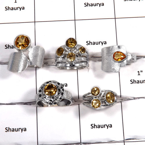 5 pcs Citrine Rings - G CRJ006 - Latest Collection Natural Citrine Cut Gemstone 925 Sterling Silver Handmade Lots Ring 5 pcs Citrine Rings - G CRJ006 - Latest Collection Natural Citrine Cut Gemstone 925 Sterling Silver Handmade Lots Ring
