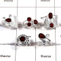 5 pcs Garnet Rings - B CRJ007 - Indian Factory Made 925 Sterling Silver Natural Red Garnet Gemstone Handmade Ring