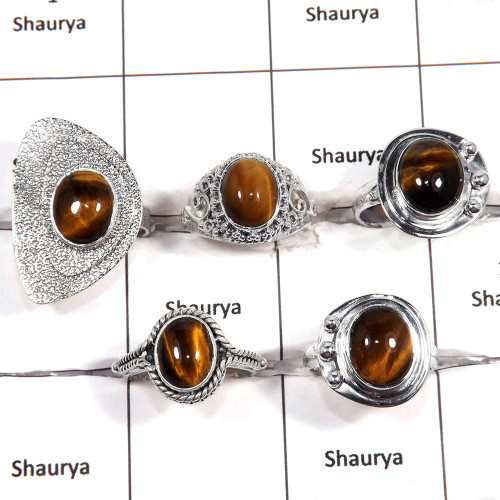 5 pcs Tiger eye Rings - D CRJ007 - Gorgeous Natural Brown Tiger Eye Gemstone 925 Sterling Silver Designer Ring 5 pcs Tiger eye Rings - D CRJ007 - Gorgeous Natural Brown Tiger Eye Gemstone 925 Sterling Silver Designer Ring
