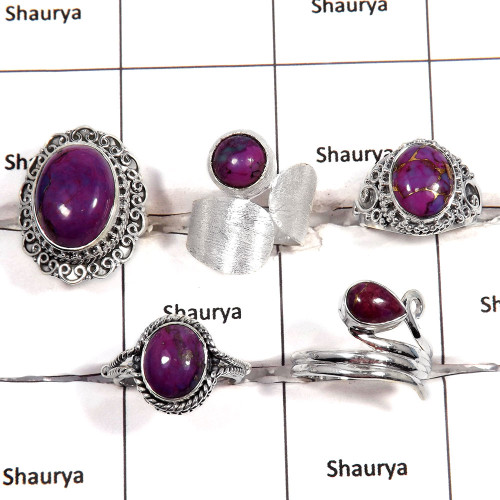 5 pcs Purple Turquoise Rings - E CRJ007 - Newly Arrival Purple Turquoise Cabochon Gemstone 925 Sterling Silver Designer Ring 5 pcs Purple Turquoise Rings - E CRJ007 - Newly Arrival Purple Turquoise Cabochon Gemstone 925 Sterling Silver Designer Ring