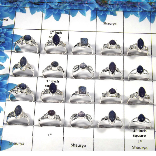 Labradorite Cab Gemstone - D - 100 Gms 4 to 9 Natural Labradorite Cab Gemstone 925 Silver Light Weight Assorted Ring Approx. 30
