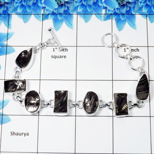 Shungite Gemstone Silver Bracelet- SPB897- Free Size Shungite Gemstone Sterling Silver Handmade Bravelet Factory Manufacture Shungite Gemstone Silver Bracelet- SPB897- Free Size Shungite Gemstone Sterling Silver Handmade Bravelet Factory Manufacture