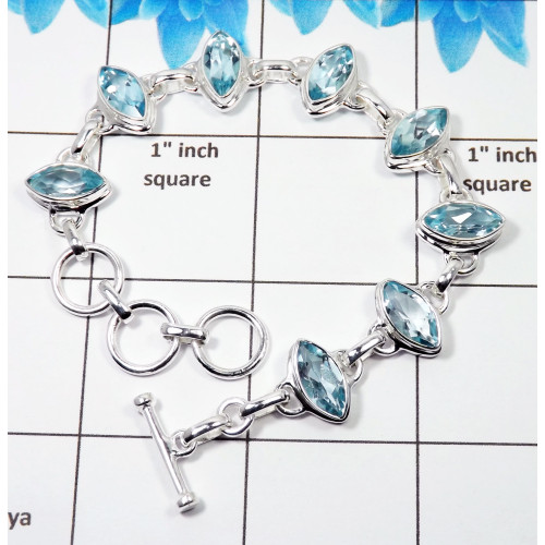 Blue Topaz Cut G - SPB909 - Amazing Multi Designed Bracelets With 925 Sterling Silver