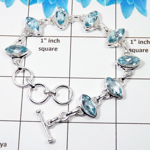 Blue Topaz Cut G - SPB909 - Amazing Multi Designed Bracelets With 925 Sterling Silver