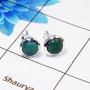 Turquoise L - BLE988-PLAIN STUD EARRINGS MADE IN 925 STERLING SILVER MULTI GEM