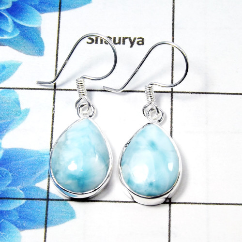 Larimar Cab E - SPE903 - Amazing 925 Sterling Silver Factory Handmade Earrings Larimar Cab E - SPE903 - Amazing 925 Sterling Silver Factory Handmade Earrings