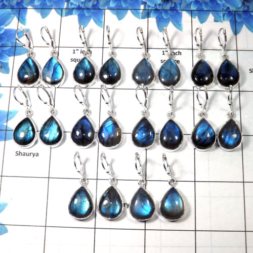 Labradorite Cab O - WEL998- Leverback 925 Sterling Silver 10 Pair Wholesale Lot Earrings Labradorite Cab O - WEL998- Leverback 925 Sterling Silver 10 Pair Wholesale Lot Earrings