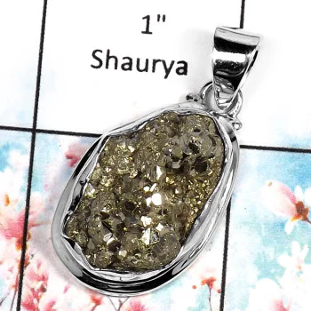 Pyrite Druzy I-DZP559-Amazing Druzy Gemstone Plain Setting Pendant 925 Sterling Silver Pyrite Druzy I-DZP559-Amazing Druzy Gemstone Plain Setting Pendant 925 Sterling Silver