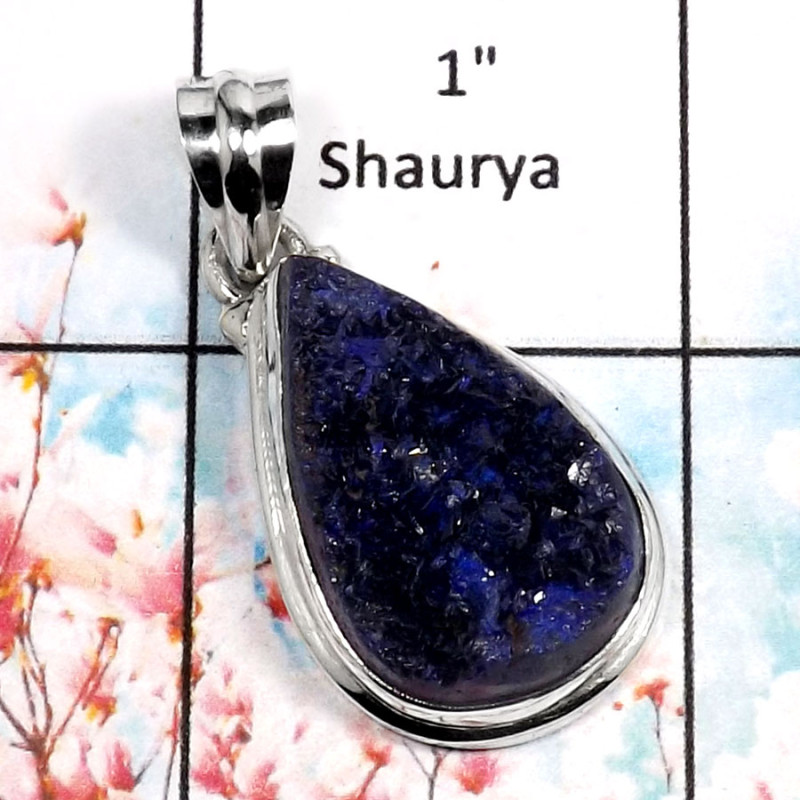 Azurite Druzy-D DZP960-Dazzling Druzy Gemstone Handmade Wholesale Pendant 925 Sterling Silver Azurite Druzy-D DZP960-Dazzling Druzy Gemstone Handmade Wholesale Pendant 925 Sterling Silver