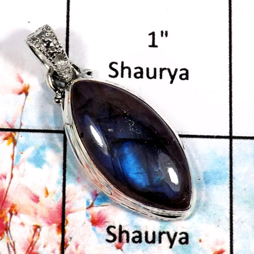 Labradorite Cab-K FSP943-Sparkling Labradorite Gemstone Plain Setting Pendant 925 Sterling Silver Labradorite Cab-K FSP943-Sparkling Labradorite Gemstone Plain Setting Pendant 925 Sterling Silver