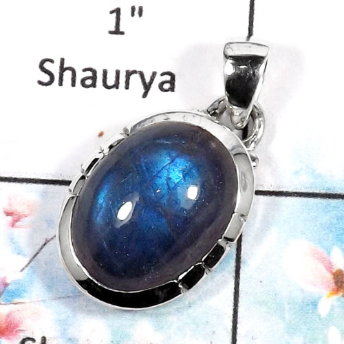 Labradorite Cab-M FSP943-Genuine Gemstone Labradorite Cabochon Plain Setting Pendant 925 Sterling Silver Labradorite Cab-M FSP943-Genuine Gemstone Labradorite Cabochon Plain Setting Pendant 925 Sterling Silver