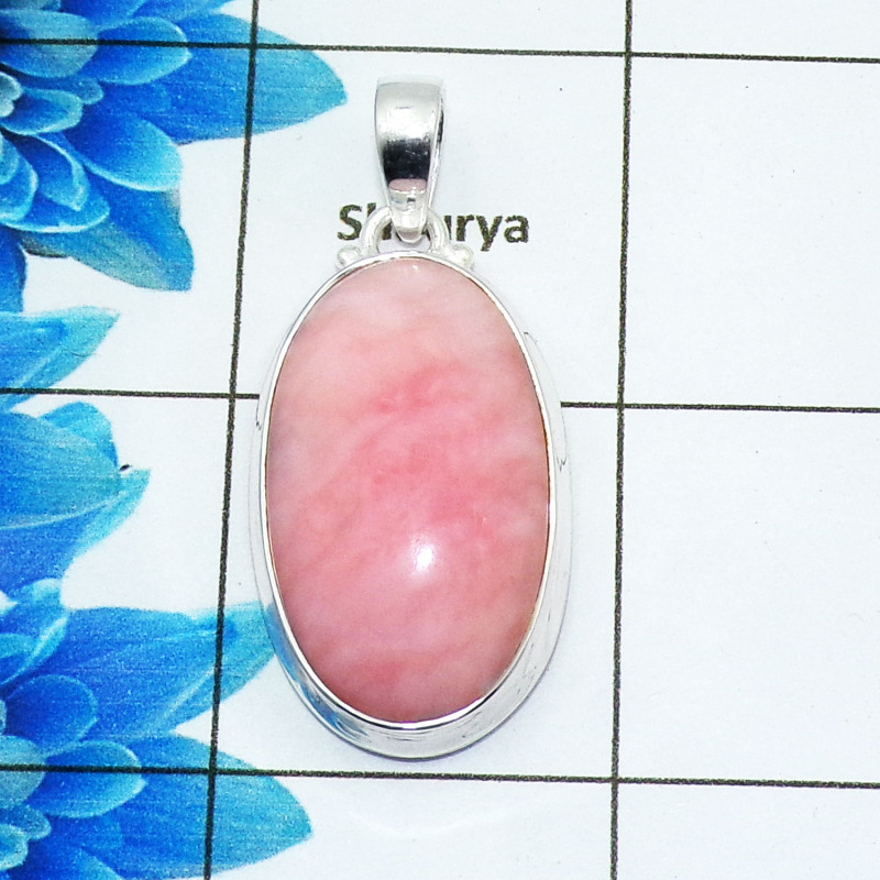 Natural Pink Opal Cab Pendant C - ISP508 - Stunning Natural Pink Opal Gemstone 925 Sterling Silver Plain Setting Pendant Natural Pink Opal Cab Pendant C - ISP508 - Stunning Natural Pink Opal Gemstone 925 Sterling Silver Plain Setting Pendant