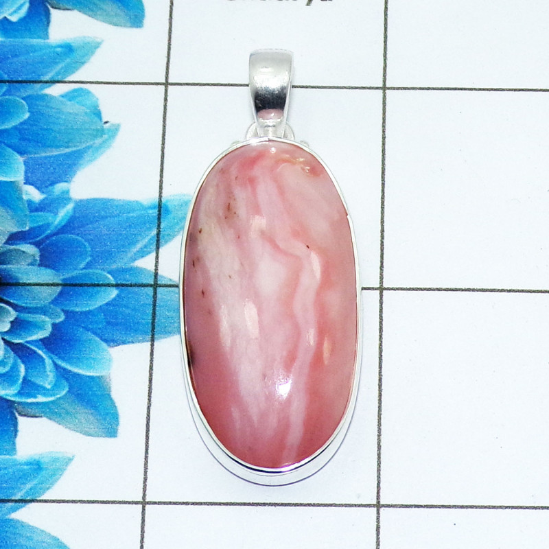 Natural Rhodocrosite Cab Pendant D - ISP508 - Stunning Natural Rhodocrosite Gemstone 925 Sterling Silver Plain Setting Pendant Natural Rhodocrosite Cab Pendant D - ISP508 - Stunning Natural Rhodocrosite Gemstone 925 Sterling Silver Plain Setting Pendant