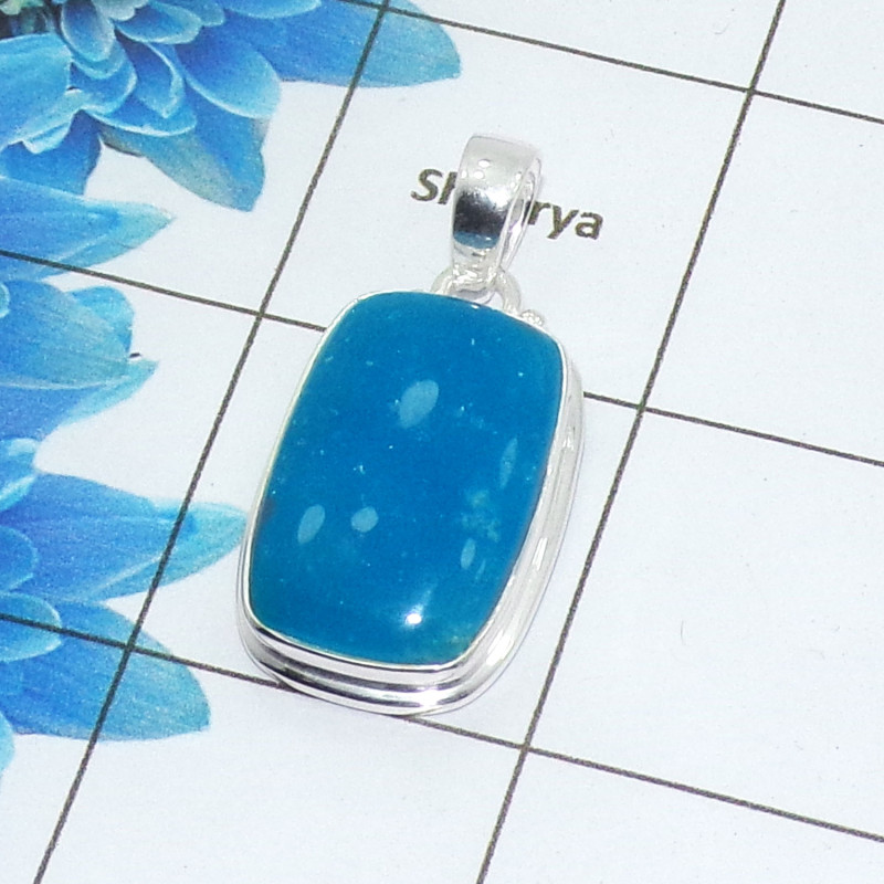 Natural Smithsonite Cab Pendant G - ISP508 - Stunning Natural Smithsonite Gemstone 925 Sterling Silver Plain Setting Pendant