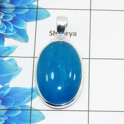 Natural Smithsonite Cab Pendant H - ISP508 - Stunning Natural Smithsonite Gemstone 925 Sterling Silver Plain Setting Pendant