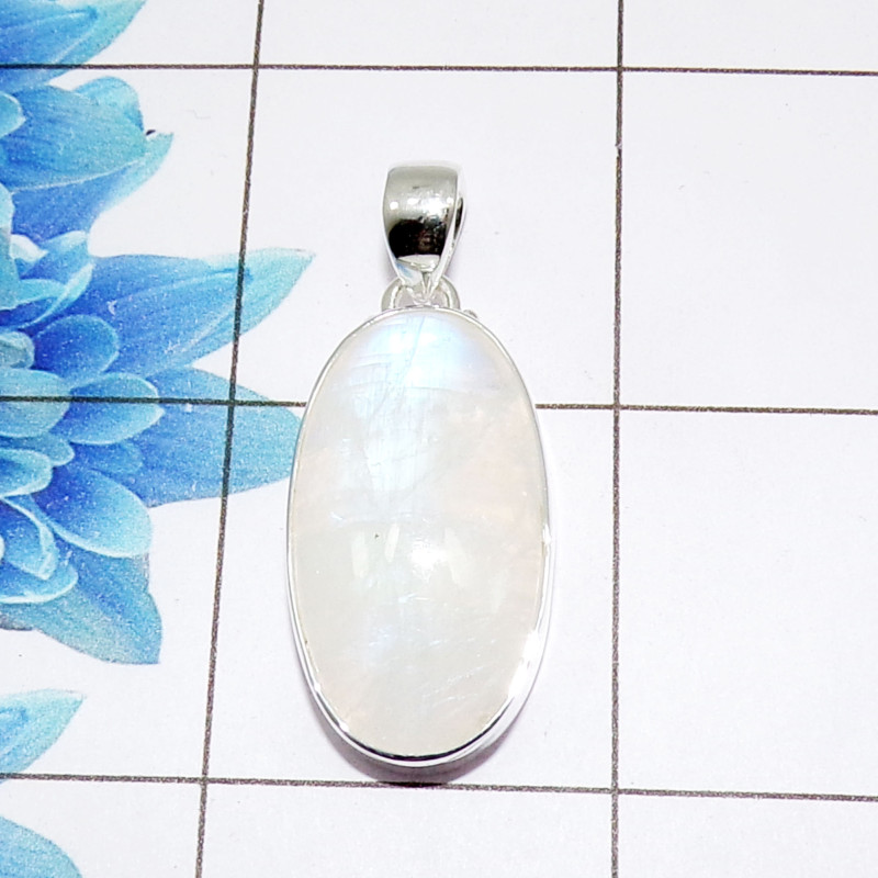 Rainbow Cab Pendant A - ISP513 - Stunning Natural Rainbow Moonstone Gemstone 925 Sterling Silver Plain Setting Pendant Rainbow Cab Pendant A - ISP513 - Stunning Natural Rainbow Moonstone Gemstone 925 Sterling Silver Plain Setting Pendant