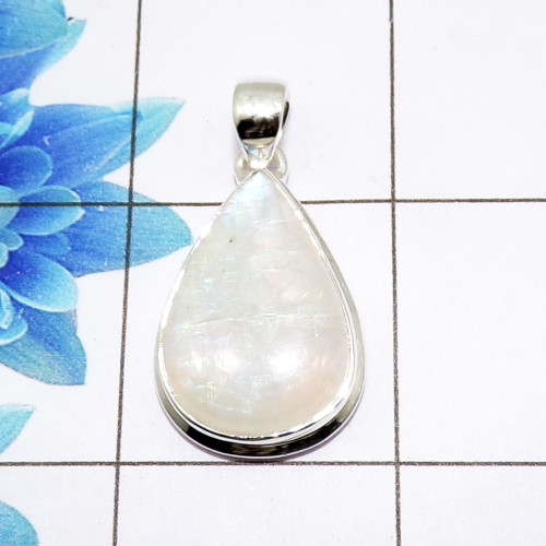 Rainbow Cab Pendant B - ISP513 - Stunning Natural Rainbow Moonstone Gemstone 925 Sterling Silver Plain Setting Pendant Rainbow Cab Pendant B - ISP513 - Stunning Natural Rainbow Moonstone Gemstone 925 Sterling Silver Plain Setting Pendant