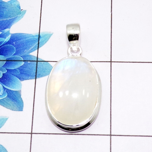 Rainbow Cab Pendant E - ISP513 - Stunning Natural Rainbow Moonstone Gemstone 925 Sterling Silver Plain Setting Pendant Rainbow Cab Pendant E - ISP513 - Stunning Natural Rainbow Moonstone Gemstone 925 Sterling Silver Plain Setting Pendant