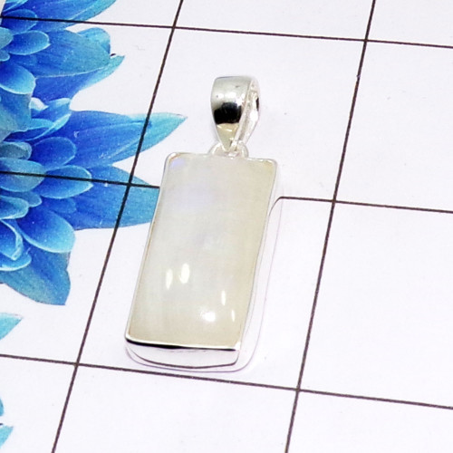 Rainbow Cab Pendant F - ISP513 - Stunning Natural Rainbow Moonstone Gemstone 925 Sterling Silver Plain Setting Pendant Rainbow Cab Pendant F - ISP513 - Stunning Natural Rainbow Moonstone Gemstone 925 Sterling Silver Plain Setting Pendant