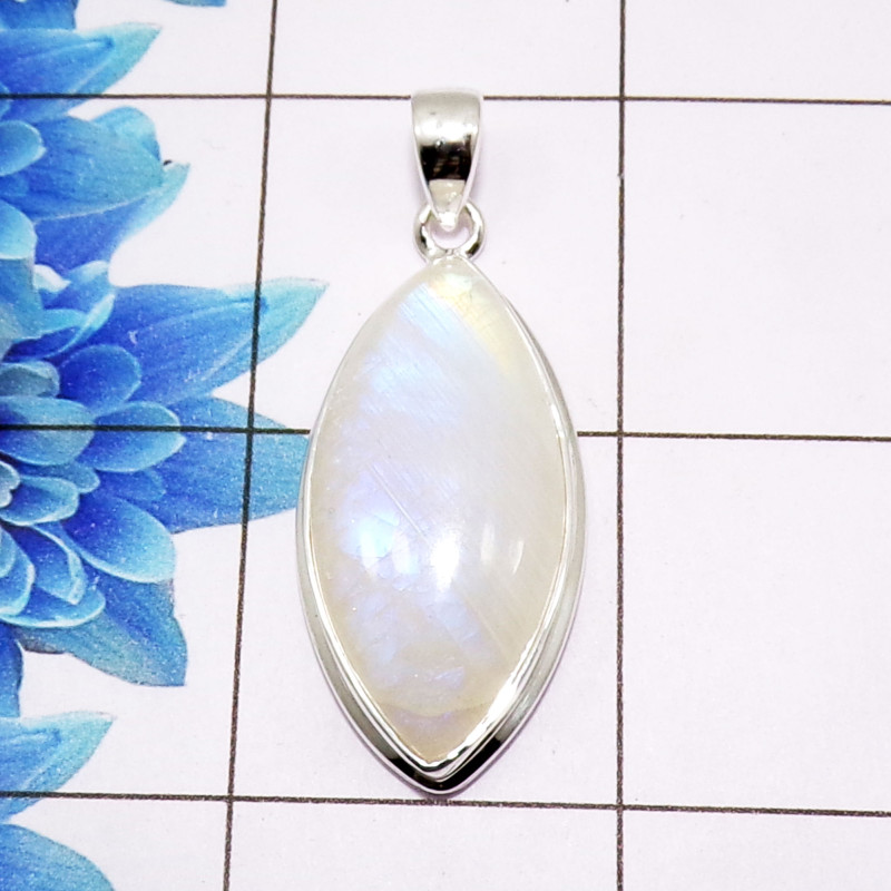 Rainbow Cab Pendant G - ISP513 - Stunning Natural Rainbow Moonstone Gemstone 925 Sterling Silver Plain Setting Pendant Rainbow Cab Pendant G - ISP513 - Stunning Natural Rainbow Moonstone Gemstone 925 Sterling Silver Plain Setting Pendant