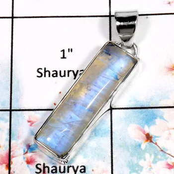 Rainbow Moonstone-B ISP518-Big Rainbow Moonstone Wholesale Pendant 925 Sterling Silver