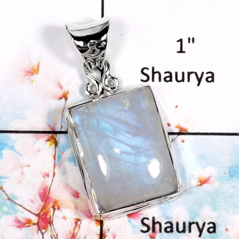 Rainbow Moonstone-C ISP518-Natural Cabochon Gemstone Handmade Plain Silver Pendant 925 Sterling Silver Rainbow Moonstone-C ISP518-Natural Cabochon Gemstone Handmade Plain Silver Pendant 925 Sterling Silver
