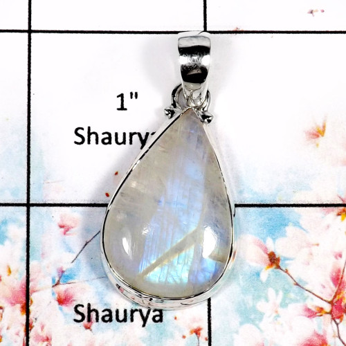Rainbow Moonstone-H ISP518-Sparkling Rainbow Moonstone Handmade Fashion Pendant 925 Sterling Silver