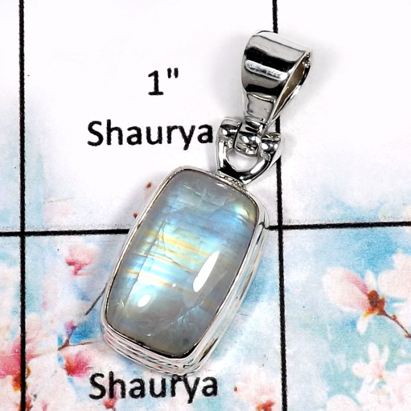 Rainbow Moonstone-O ISP518-Indian Wholesale Company Made Plain Setting Pendant 925 Sterling Silver Rainbow Moonstone-O ISP518-Indian Wholesale Company Made Plain Setting Pendant 925 Sterling Silver