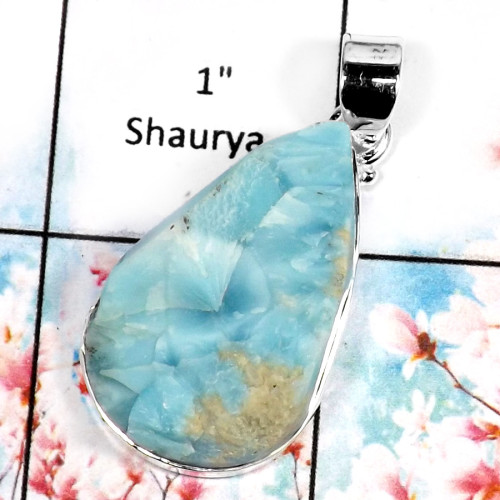 Larimar B-ISP519-Fabulous Party Look Handmade Wholesale Pendant 925 Sterling Silver