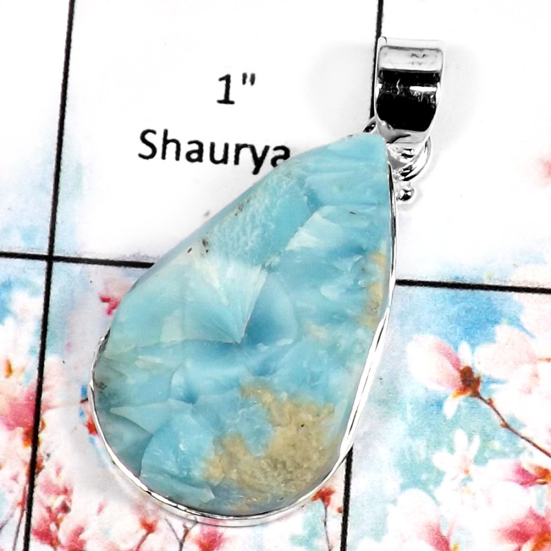 Larimar B-ISP519-Fabulous Party Look Handmade Wholesale Pendant 925 Sterling Silver Larimar B-ISP519-Fabulous Party Look Handmade Wholesale Pendant 925 Sterling Silver
