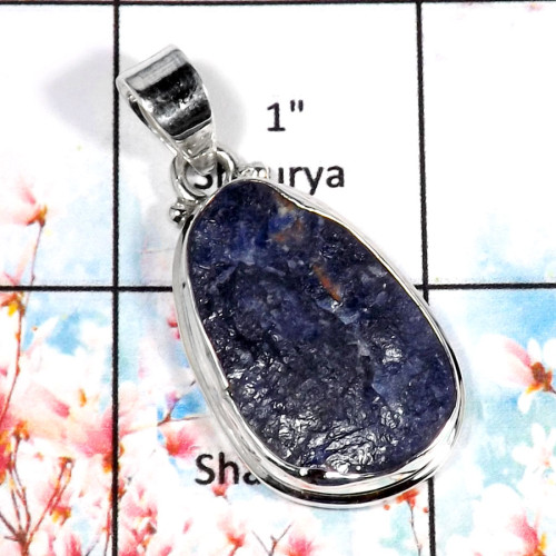 Sodalite Druzy-A ISP526-Stunning Rough Gemstone Plain Silver Pendants 925 Sterling Silver