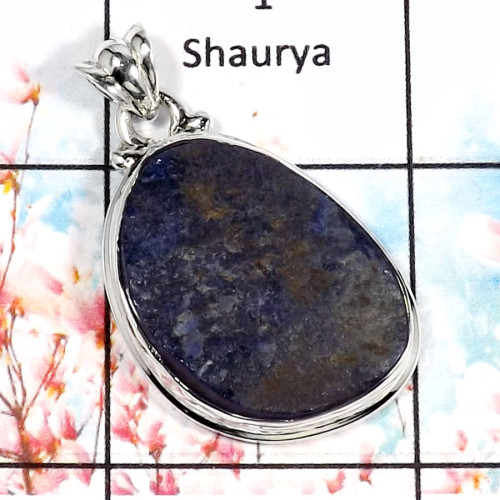 Sodalite Druzy-B ISP526-Gorgeous Raw Gemstone Handmade Wholesale Pendant 925 Sterling Silver