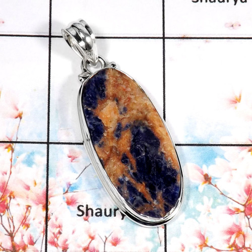 Sodalite Druzy-D ISP526-Indain Company Wholesale Handmade Pendant 925 Sterling Silver