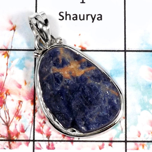 Sodalite Druzy-H ISP526-Exclusive Raw Gemstone Handmade Wholesale Pendant 925 Sterling Silver
