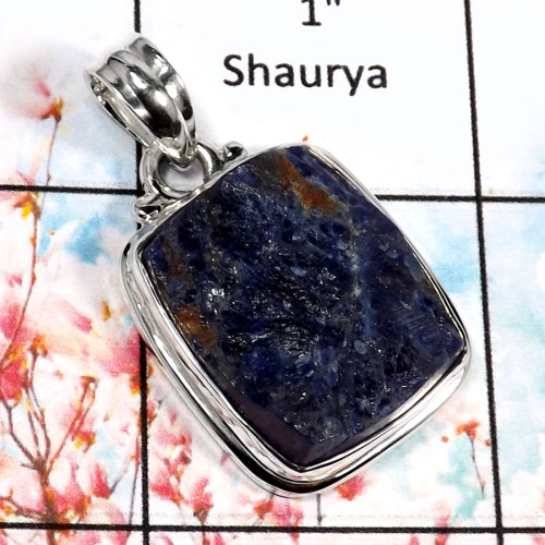 Sodalite Druzy-I ISP526-Attractive Sodalite Druzy Palin Setting Pendant 925 Sterling Silver