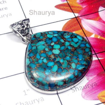 Blue Copper Turquoise E - ISP950-Fantastic Pendant with Blue Copper Turquoise Blue Copper Turquoise E - ISP950-Fantastic Pendant with Blue Copper Turquoise