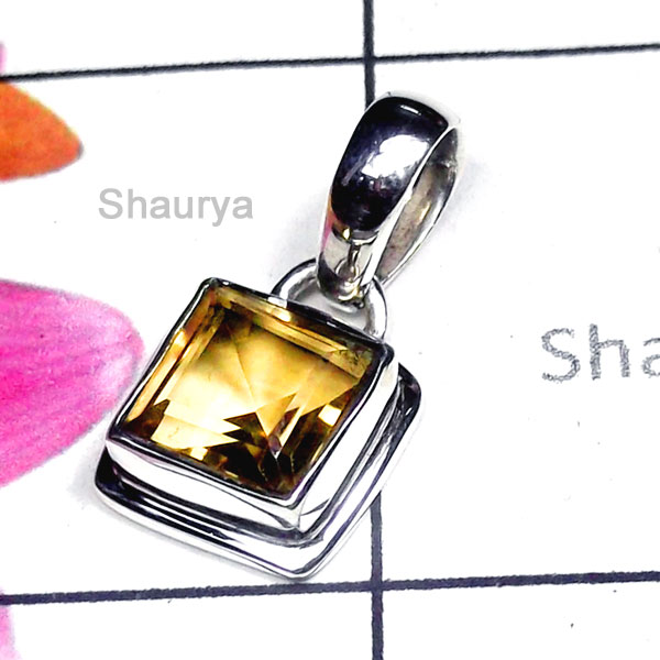 Citrine C - ISP966-Exclusive Silver Cut Citrine Gemstone Pendant