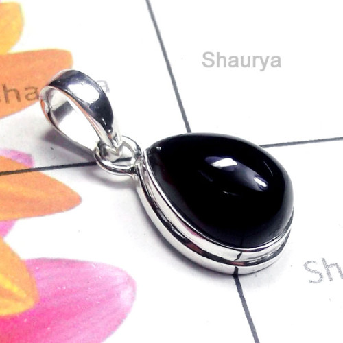 Black Onyx B - ISP968-Black Onyx Cab Gemstone Beautiful Pendant