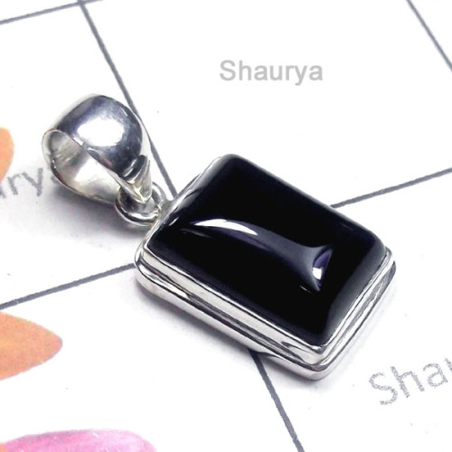 Black Onyx D - ISP968-Black Onyx Cab Gemstone Beautiful Pendant