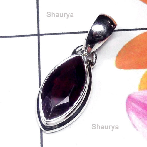Garnet A - ISP976-Cut Garnet Sterling Silver Pendant