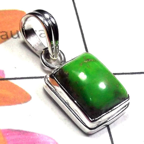 Green copper Turquoise A - ISP978-Green copper Turquoise silver Pendants Green copper Turquoise A - ISP978-Green copper Turquoise silver Pendants
